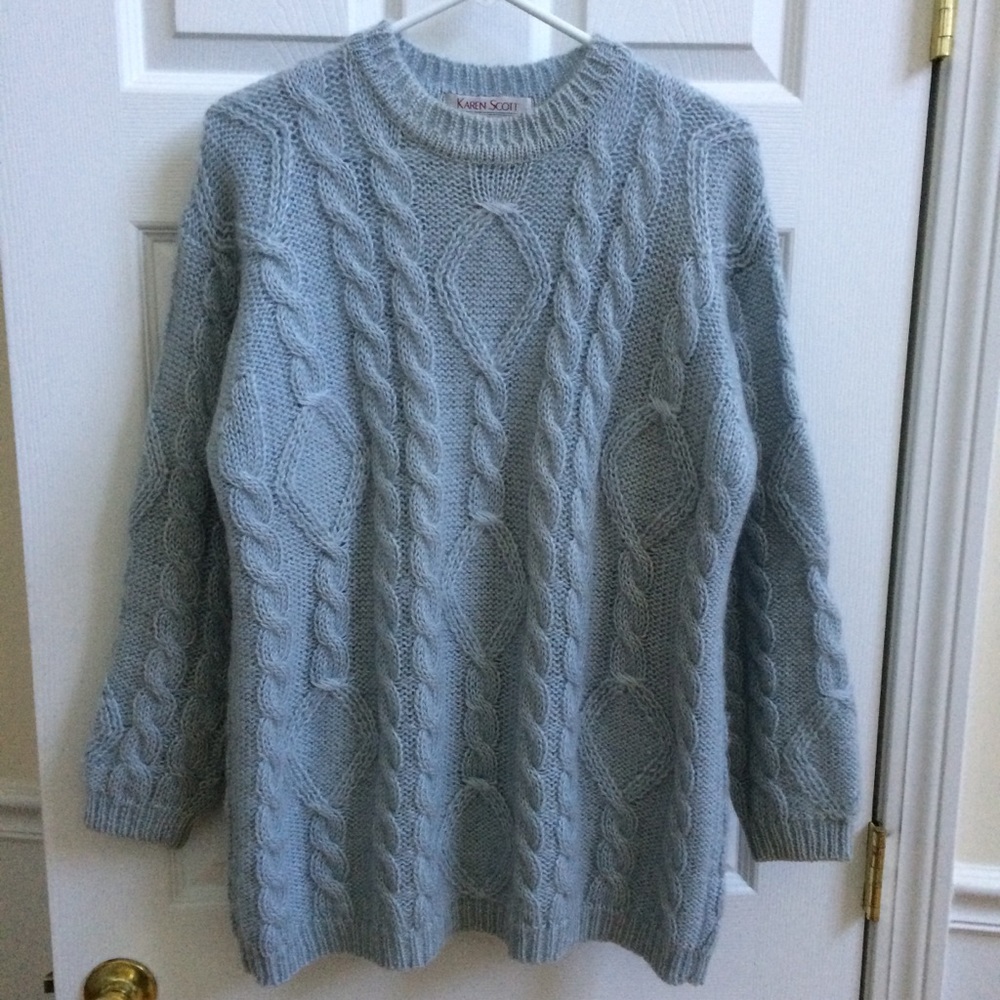 Karen Scott oversize mohair sweater light blue M